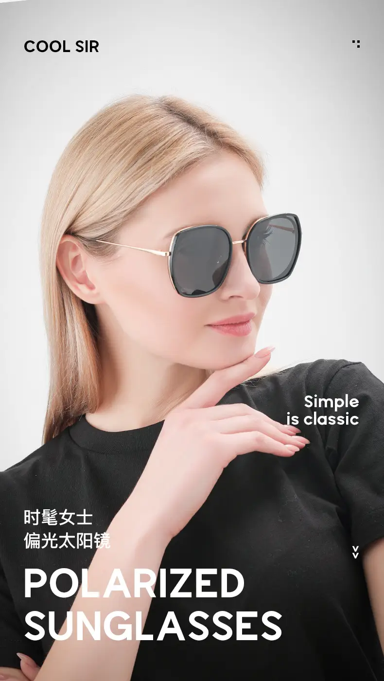 Women Polarized Sunglasses UV Protection Large Frame — feature 12