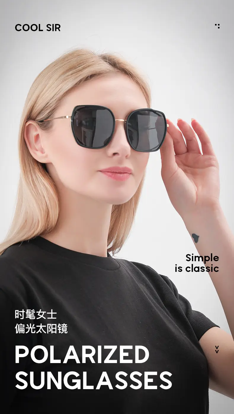 Women Polarized Sunglasses UV Protection Large Frame — feature 2