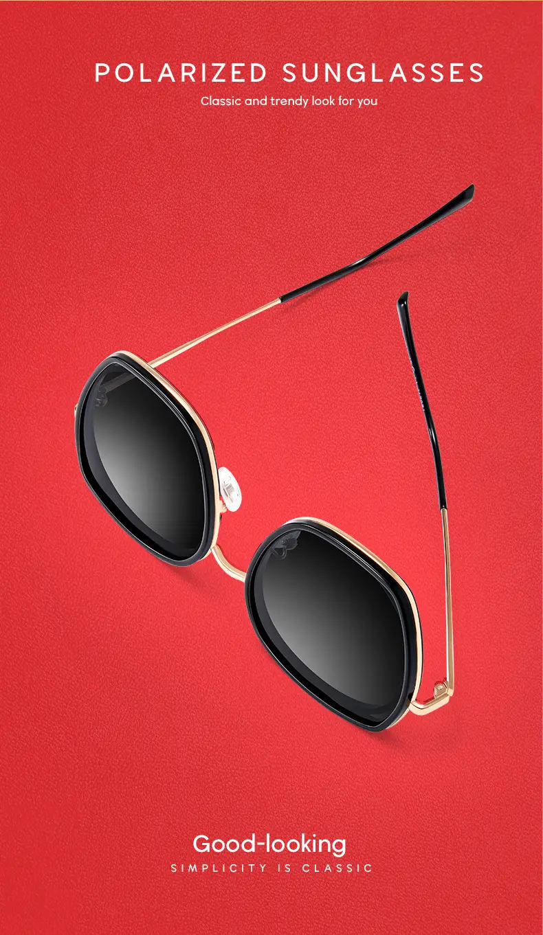 Women Polarized Sunglasses UV Protection Large Frame — feature 6