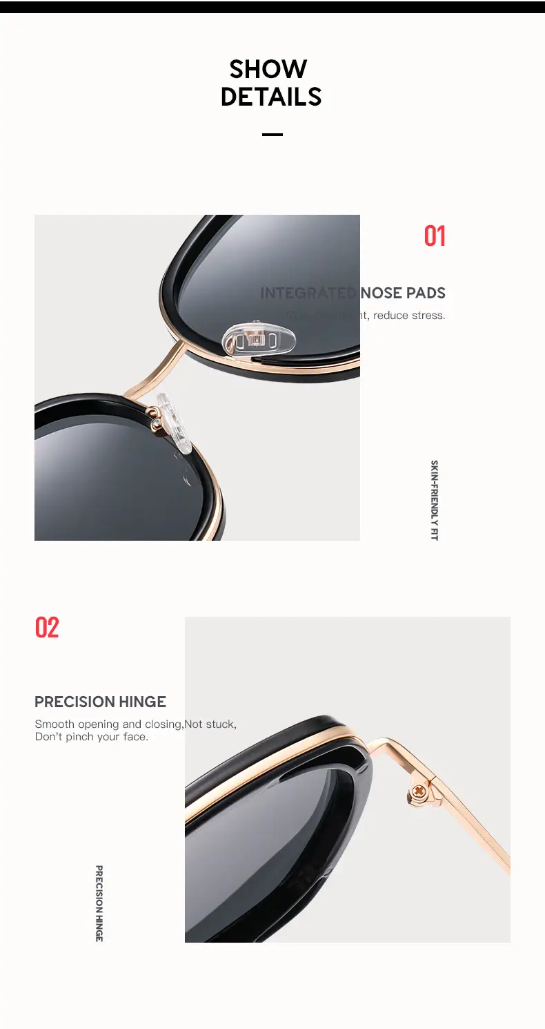Women Polarized Sunglasses UV Protection Large Frame — feature 8