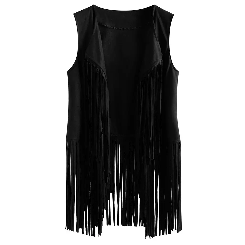Women Slim Sleeveless Vest with Tassels Summer Wear - Image 3