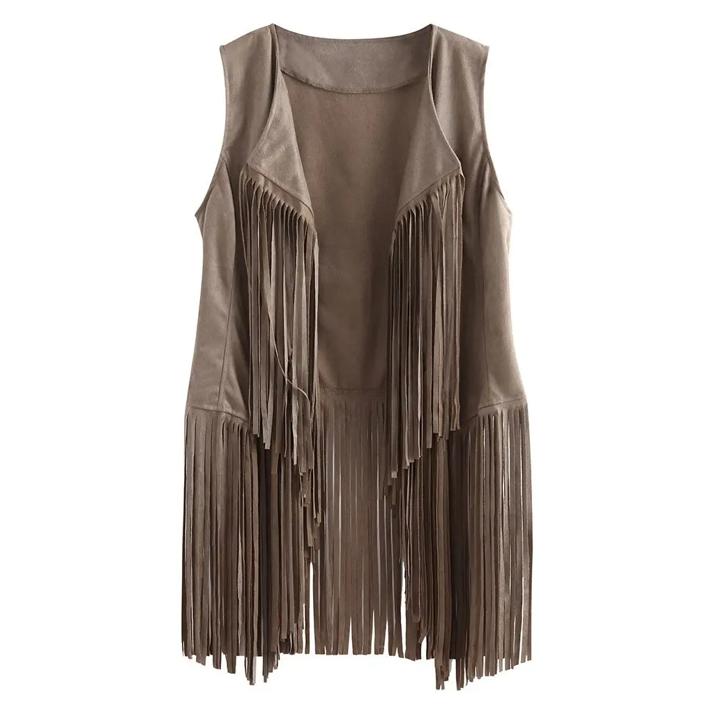 Women Slim Sleeveless Vest with Tassels Summer Wear — feature 11