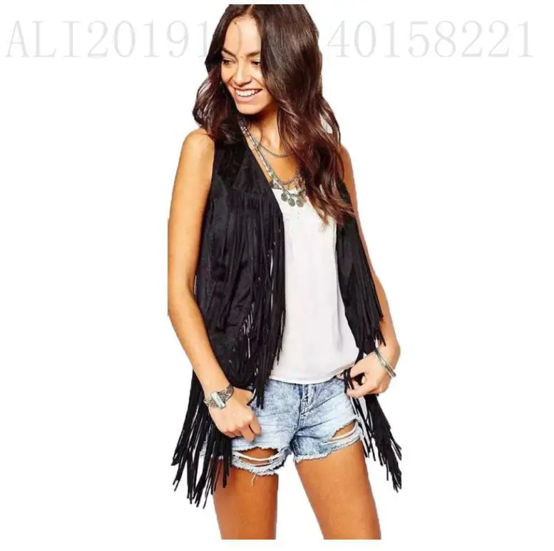 Women Slim Sleeveless Vest with Tassels Summer Wear — feature 5