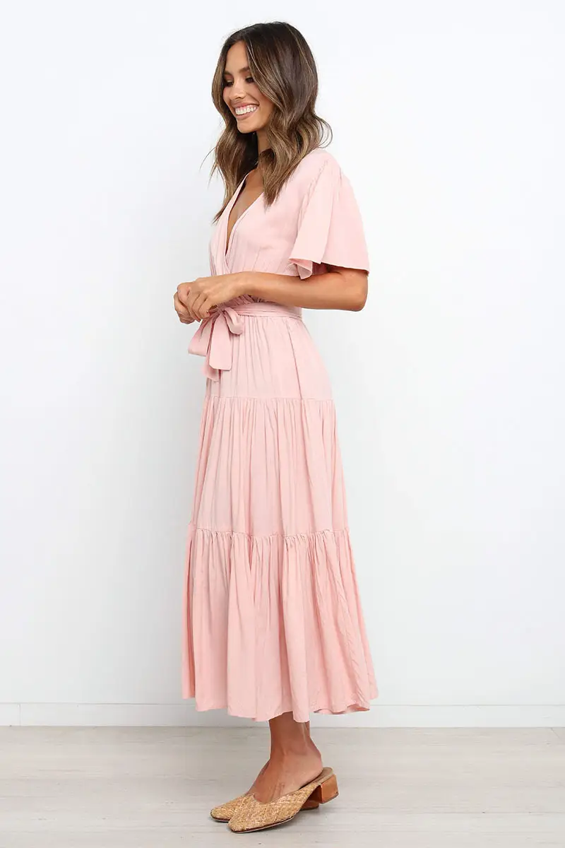 2021 Olive Green Tiered Belted Dress for Women — feature 31