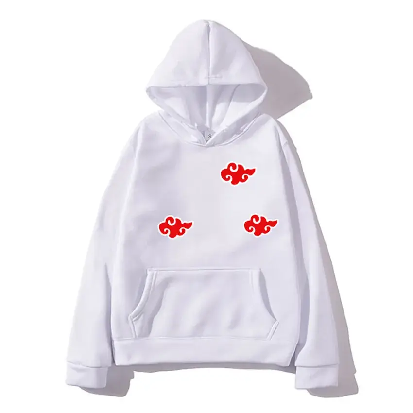 Men's Orange Hoodie with Red Anime Embroidery