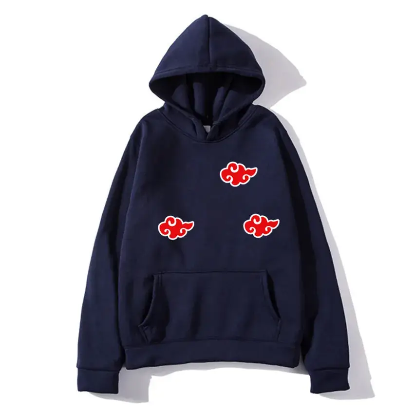Men's Orange Hoodie with Red Anime Embroidery