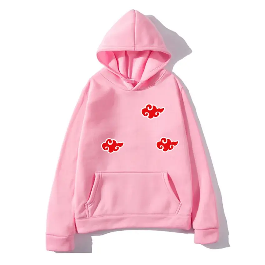 Men's Orange Hoodie with Red Anime Embroidery