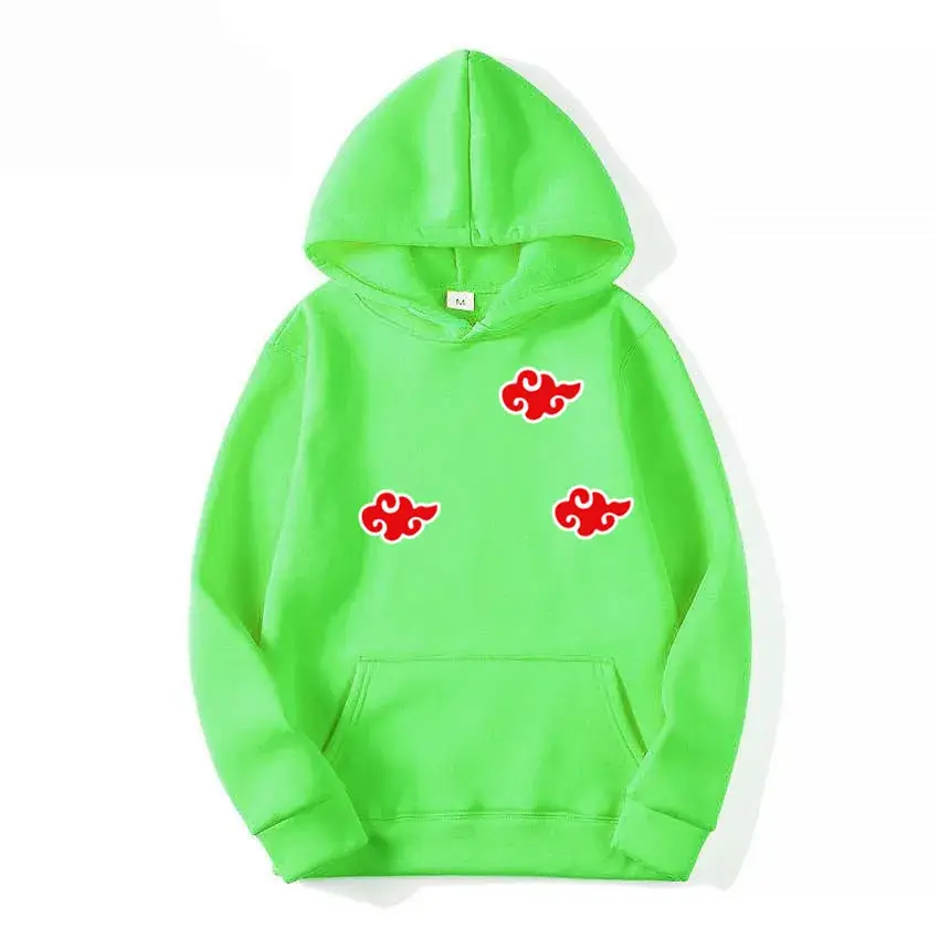Men's Orange Hoodie with Red Anime Embroidery