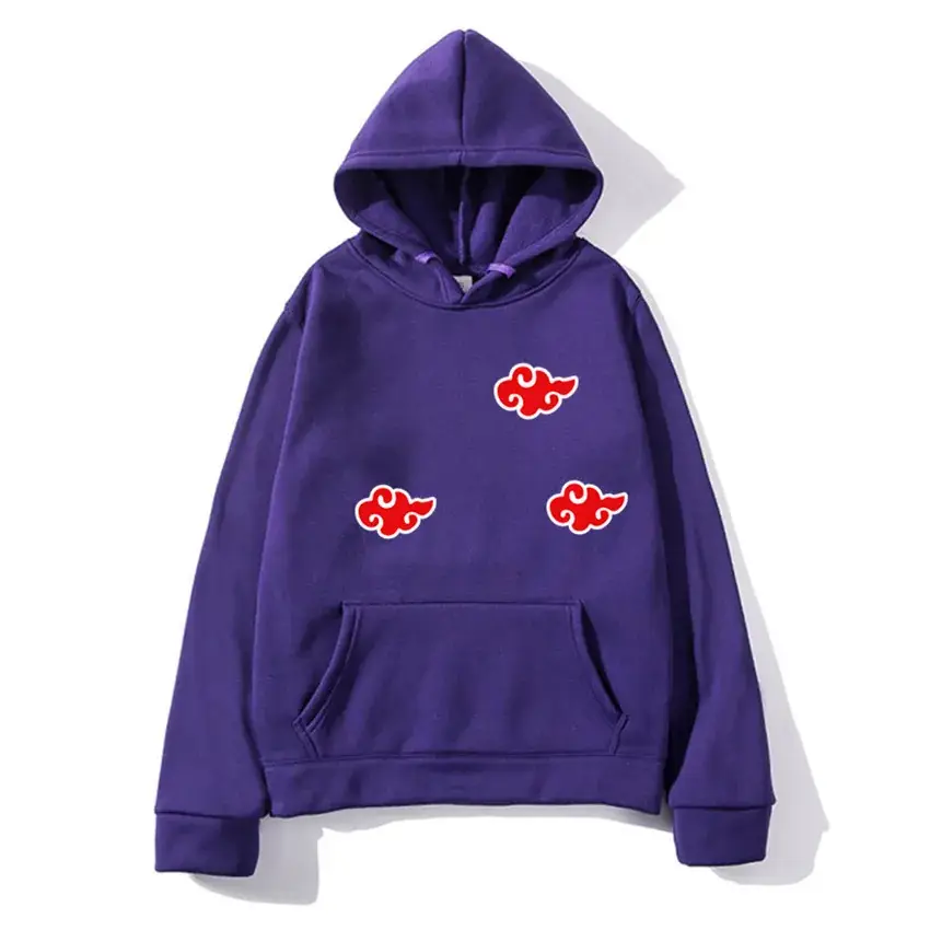 Men's Orange Hoodie with Red Anime Embroidery