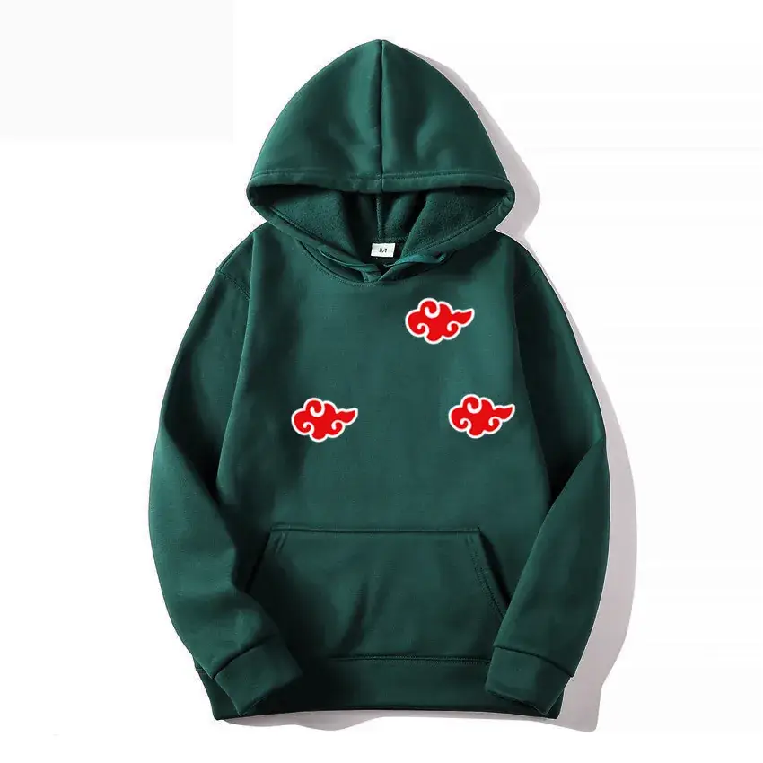 Men's Orange Hoodie with Red Anime Embroidery