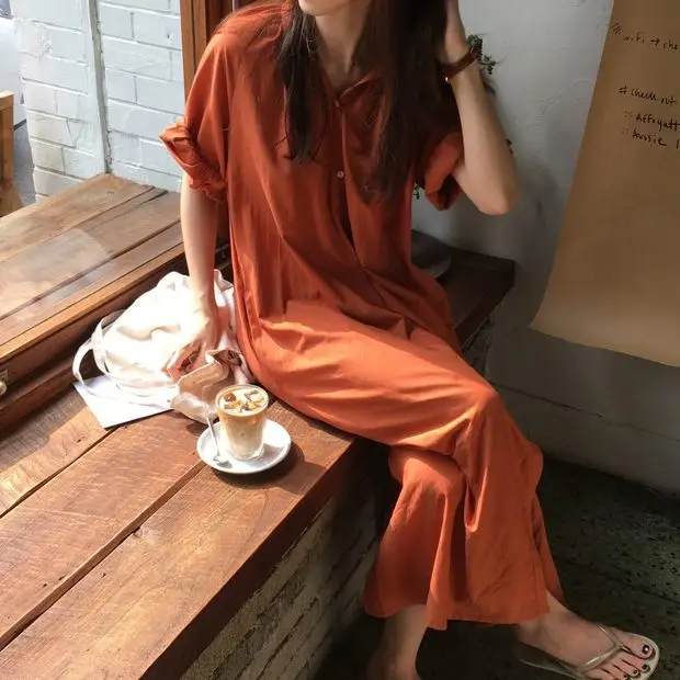Green Korean Style Single Breasted Dress with Lantern Sleeve — feature 3