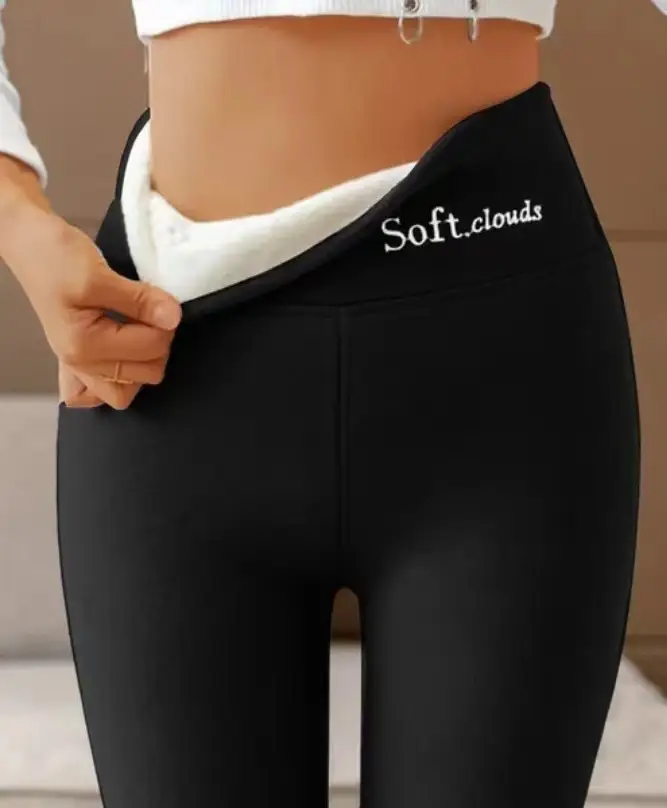 Women's Fleece Lined Warm Black Leggings Winter - Image 13