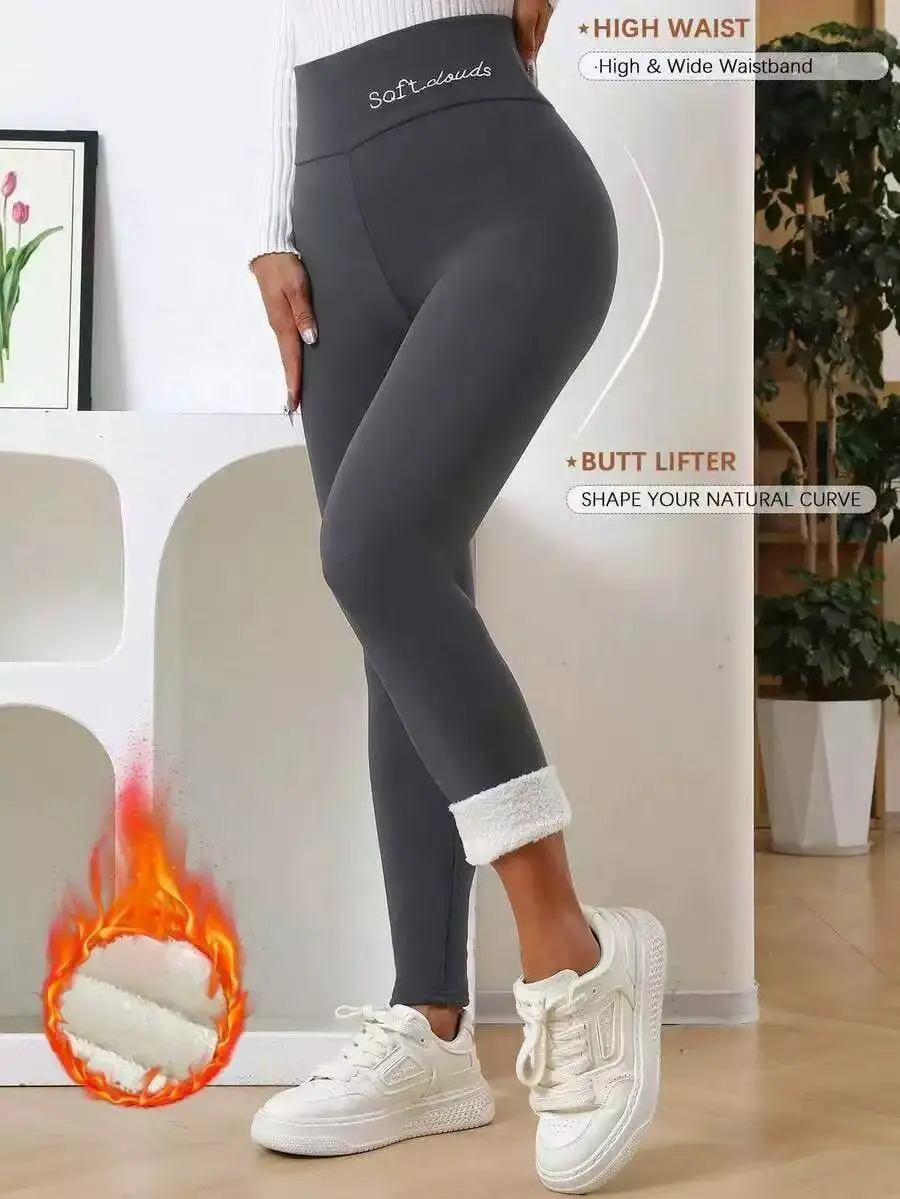 Women's Fleece Lined Warm Black Leggings Winter - Image 14