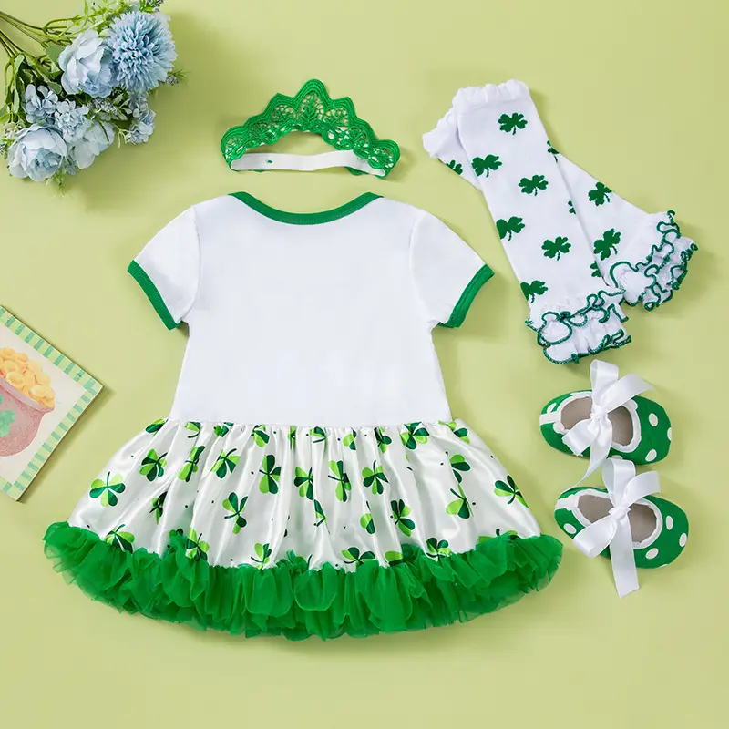 Green St. Patrick's Dress for Baby Girls Party Wear