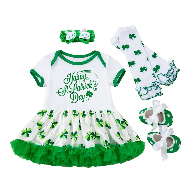 Green St. Patrick's Dress for Baby Girls Party Wear
