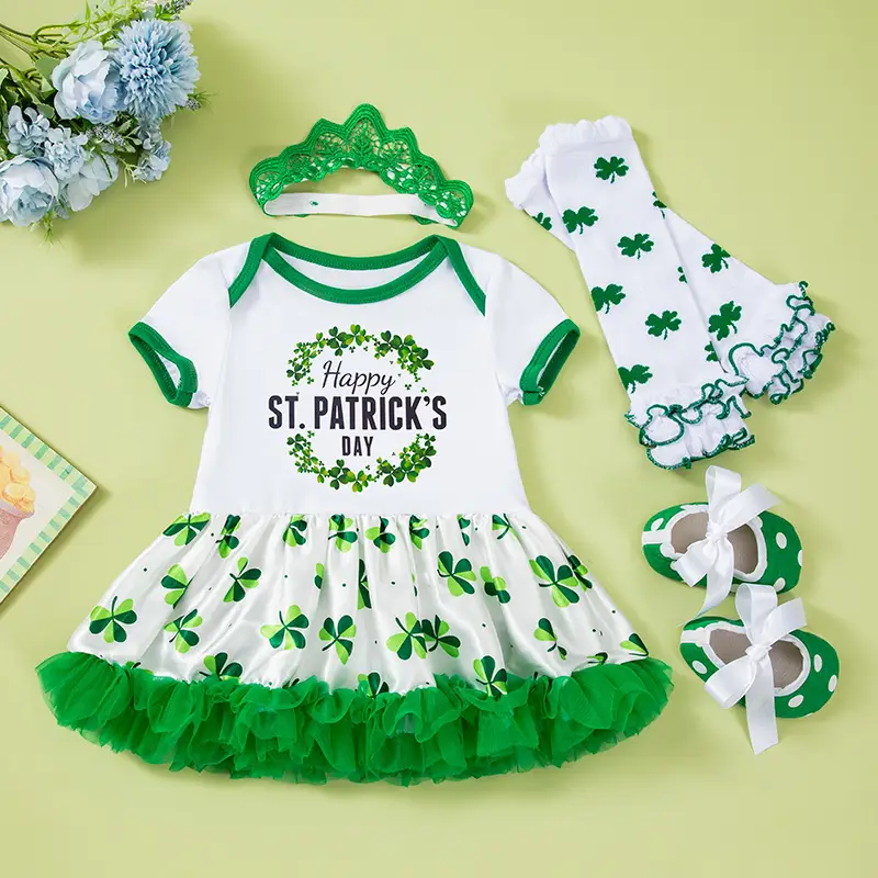Green St. Patrick's Dress for Baby Girls Party Wear