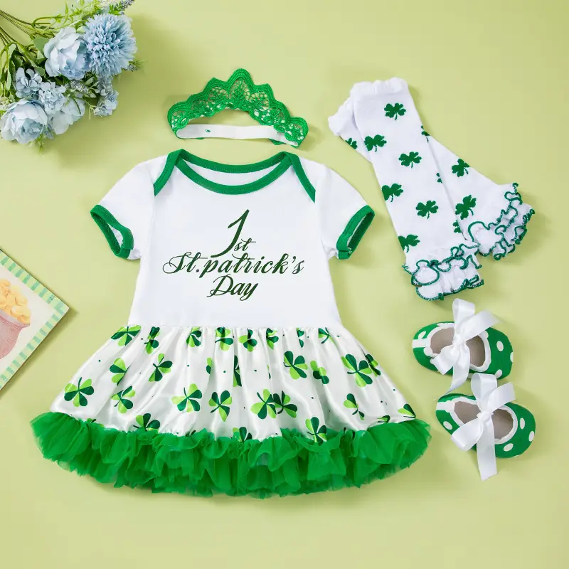 Green St. Patrick's Dress for Baby Girls Party Wear