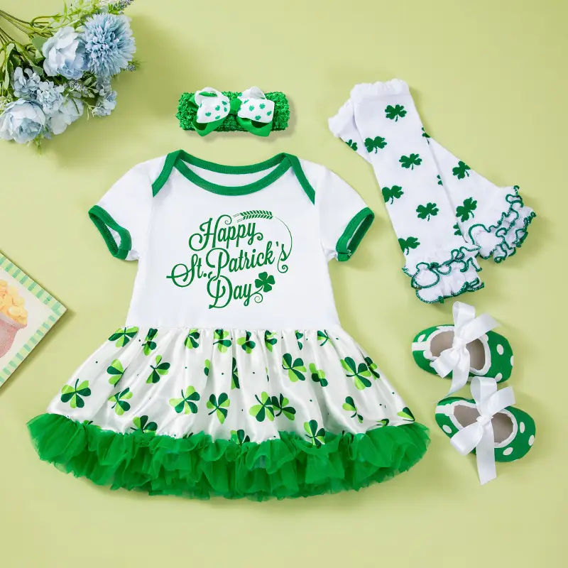 Green St. Patrick's Dress for Baby Girls Party Wear