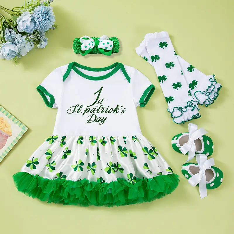 Green St. Patrick's Dress for Baby Girls Party Wear