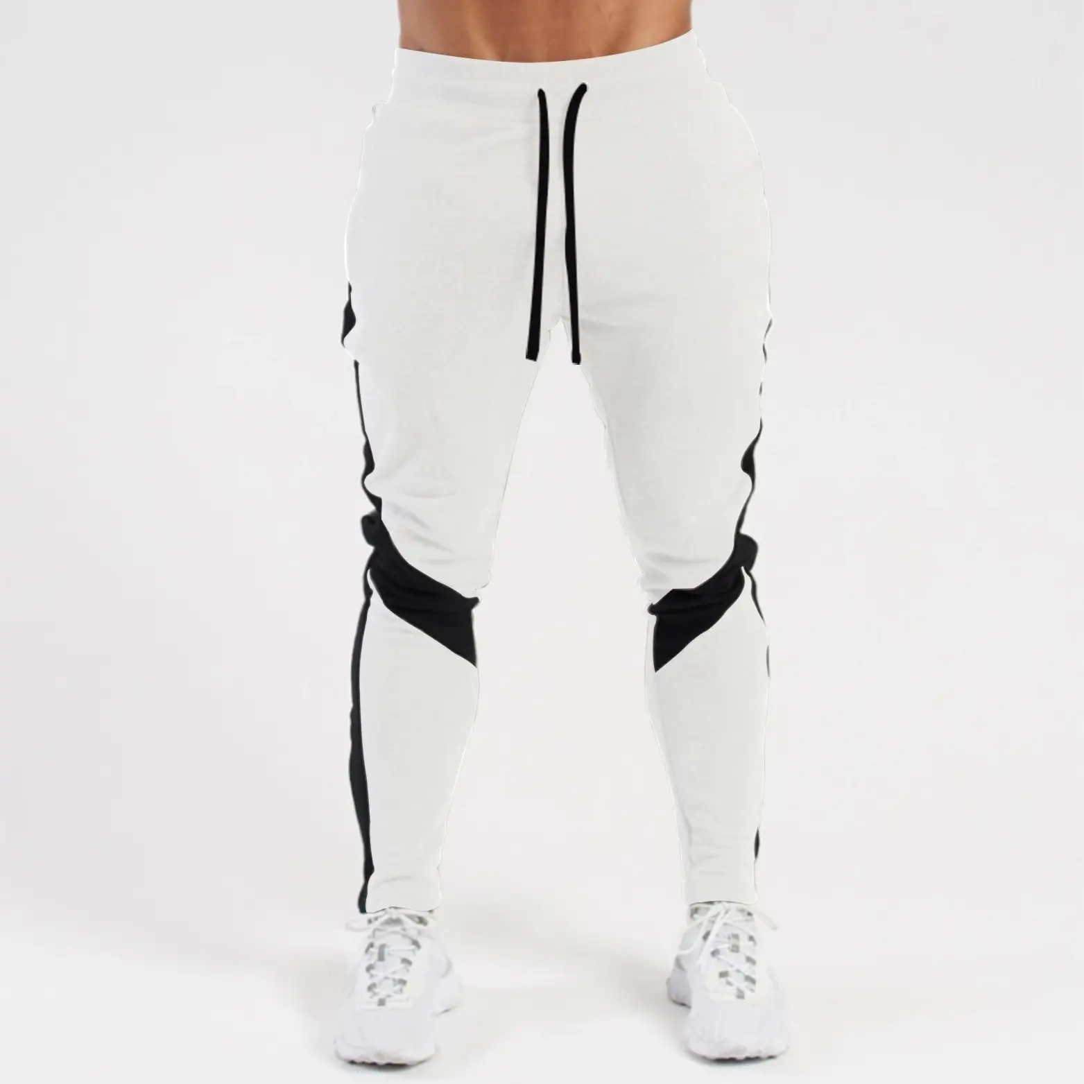 Men Slim Fit Striped Pants Grey Black Drawstring - Image 8