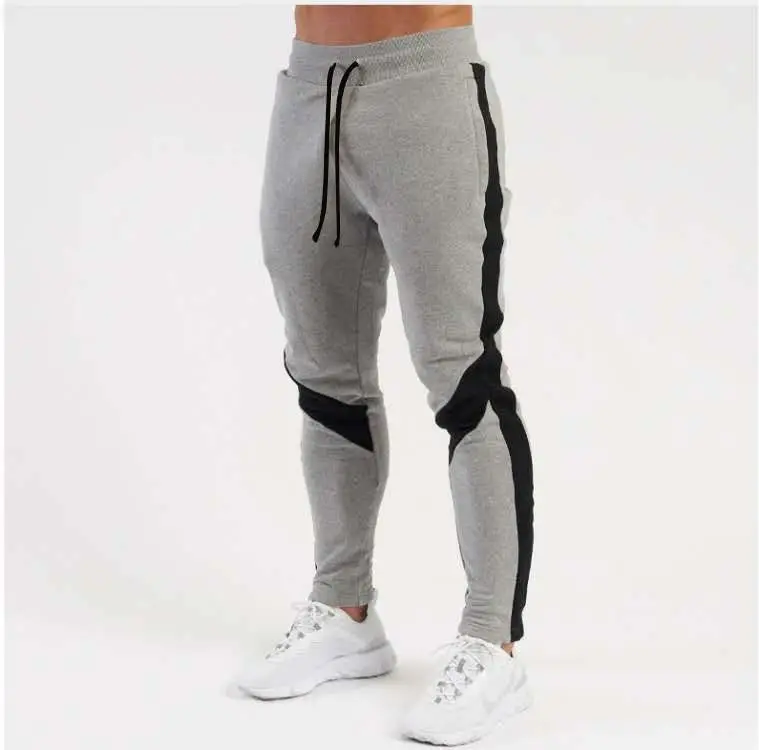 Men Slim Fit Striped Pants Grey Black Drawstring - Image 3