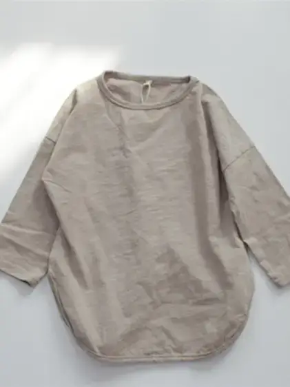 New Spring Boys Long Sleeve Pure Cotton T-Shirt Brown - Image 3