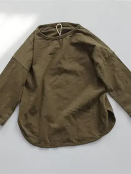 New Spring Boys Long Sleeve Pure Cotton T-Shirt Brown - Image 5