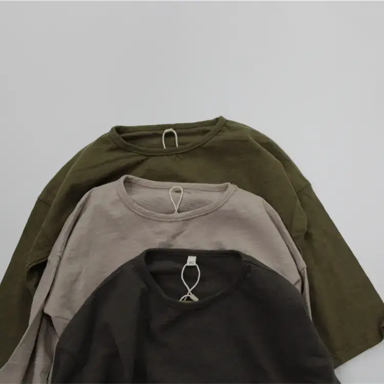 New Spring Boys Long Sleeve Pure Cotton T-Shirt Brown — feature 11