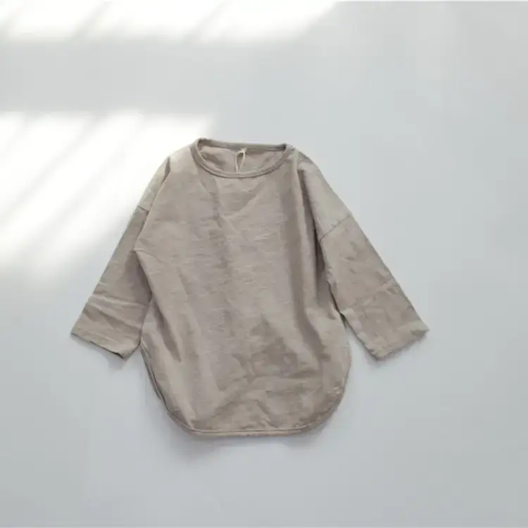 New Spring Boys Long Sleeve Pure Cotton T-Shirt Brown — feature 9