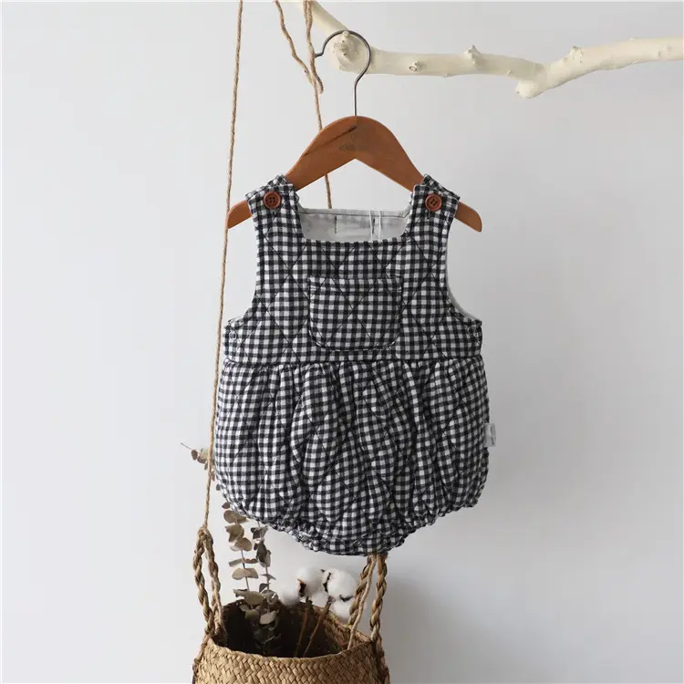 Korean Baby Plaid Triangle Climb Suit for Girls
