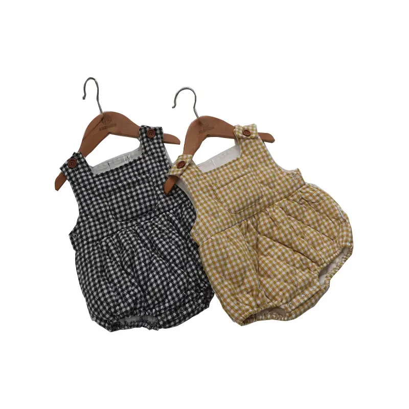 Korean Baby Plaid Triangle Climb Suit for Girls