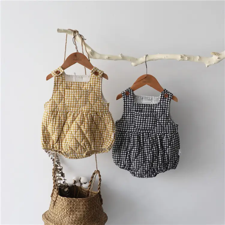 Korean Baby Plaid Triangle Climb Suit for Girls — feature 2