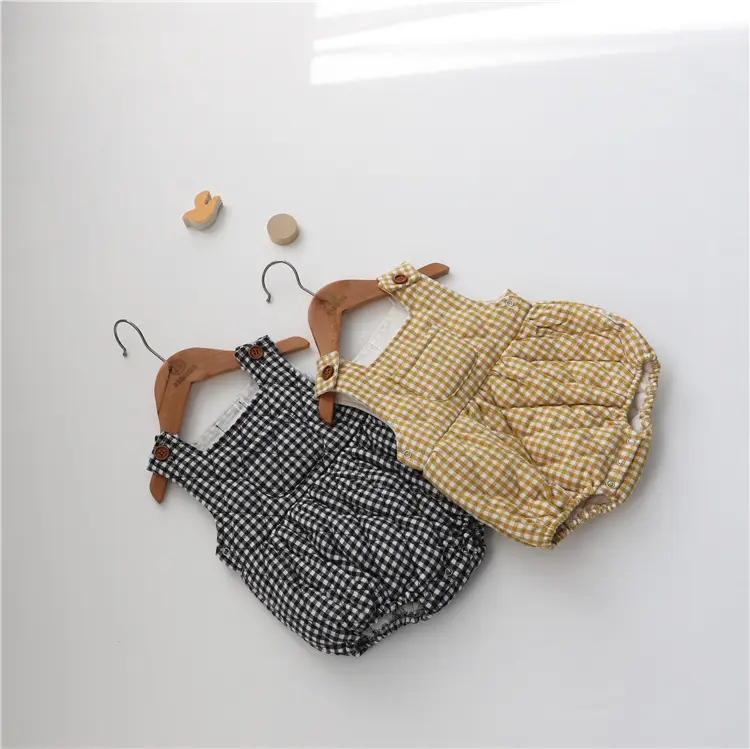 Korean Baby Plaid Triangle Climb Suit for Girls — feature 6