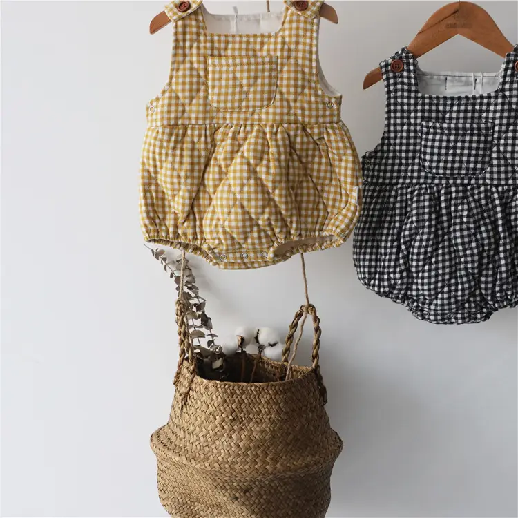 Korean Baby Plaid Triangle Climb Suit for Girls — feature 7