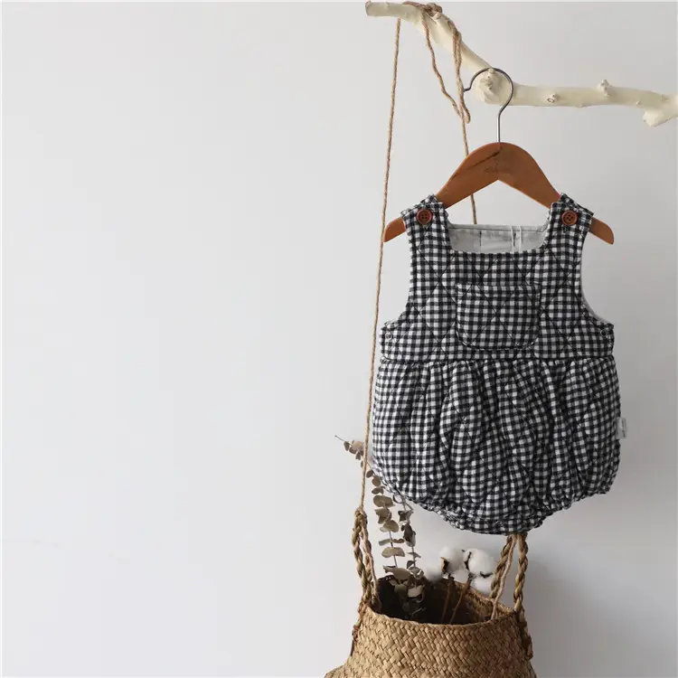 Korean Baby Plaid Triangle Climb Suit for Girls — feature 9