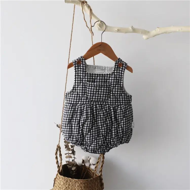 Korean Baby Plaid Triangle Climb Suit for Girls