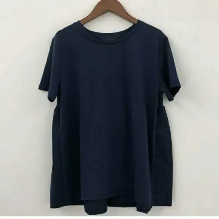Women Navy T-Shirt Short Sleeve 2024 - Image 3