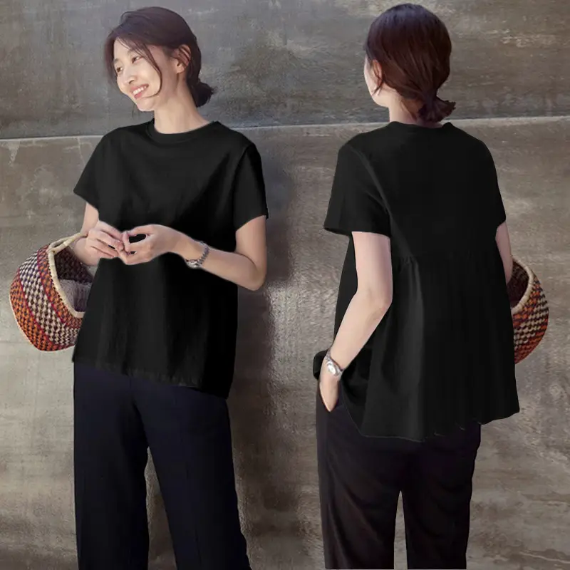 Women Navy T-Shirt Short Sleeve 2024 β feature 51