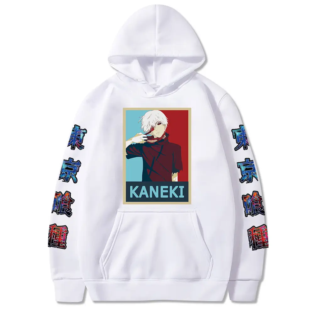 White Kaneki Ghouls Printed Hooded Sweatshirt for Men Women — feature 7