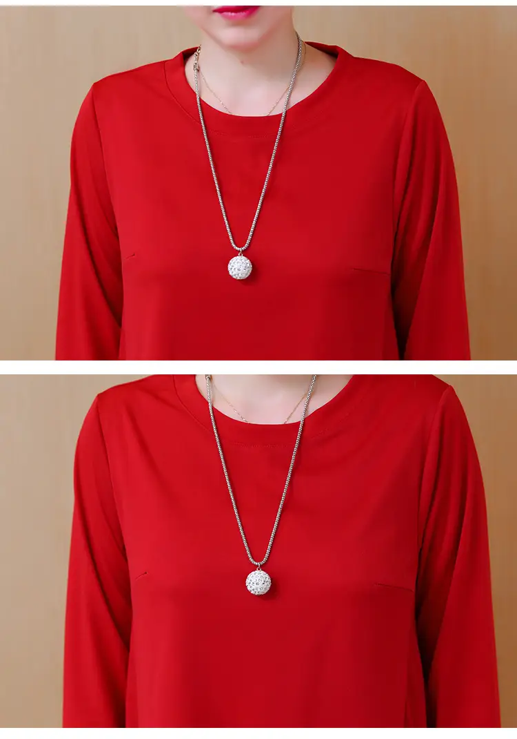2020 Red Long Sleeve Plus Size Dress with Black Trim — feature 18