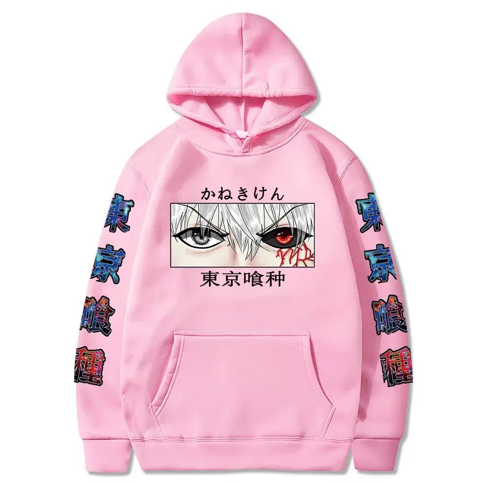 Pink Anime Tokyo Ghoul Eyes Hoodie for Men Women - Image 6