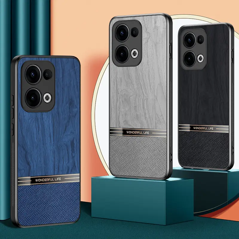 Oppo Reno15 Protective Wood Grain Leather Case