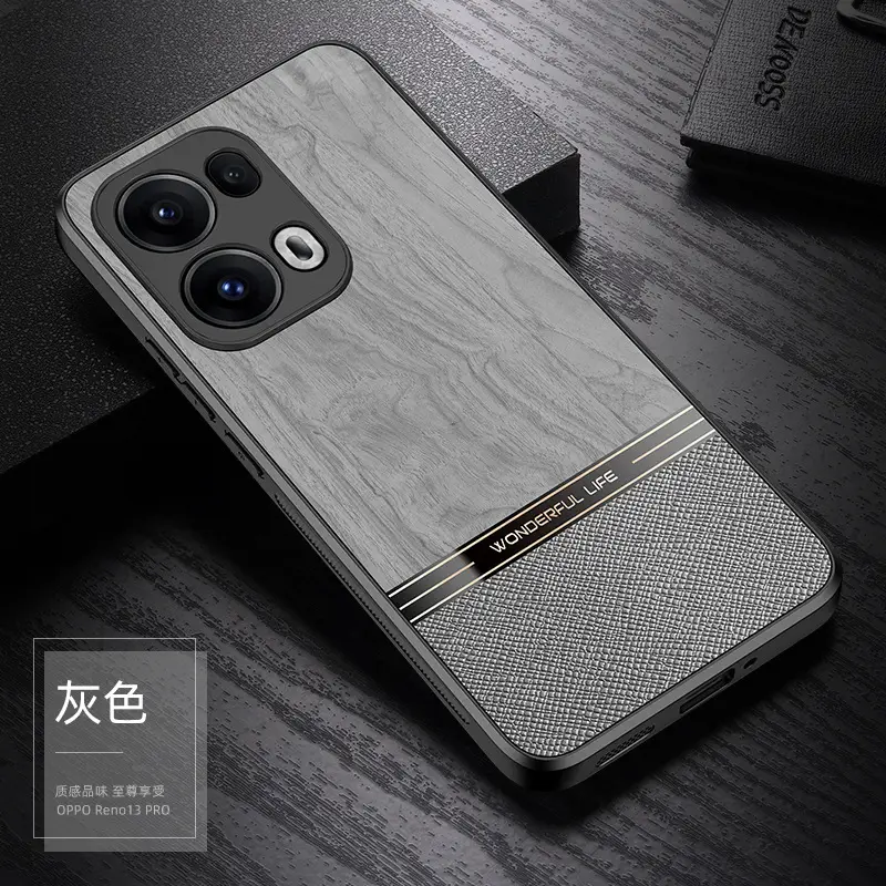 Oppo Reno15 Protective Wood Grain Leather Case