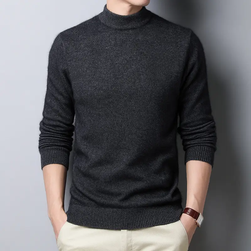 Men Black Turtleneck Sweater 2024 Winter Thickened Knit - Image 8