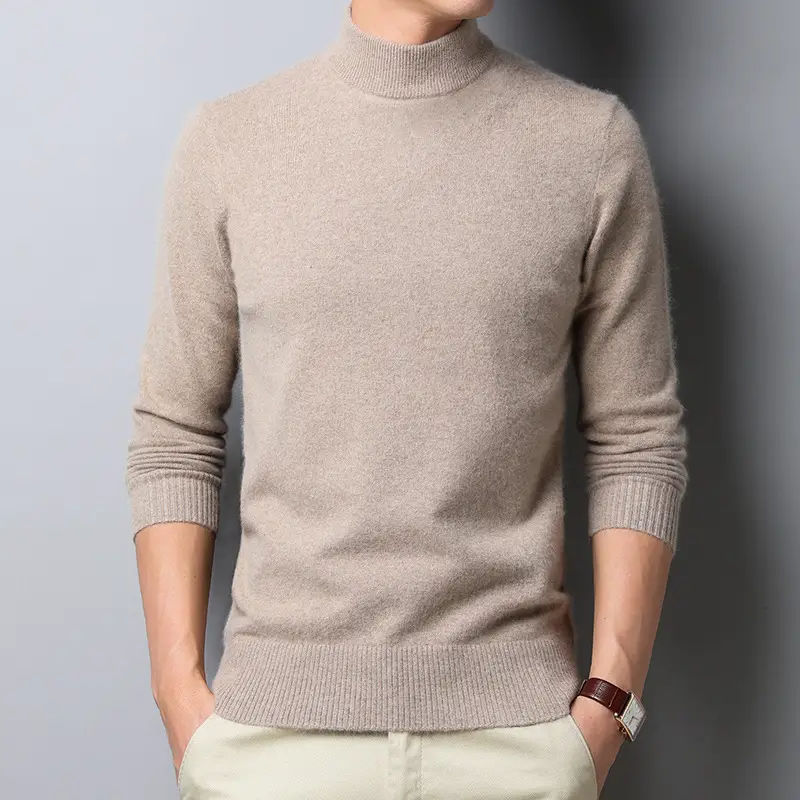 Men Black Turtleneck Sweater 2024 Winter Thickened Knit - Image 2