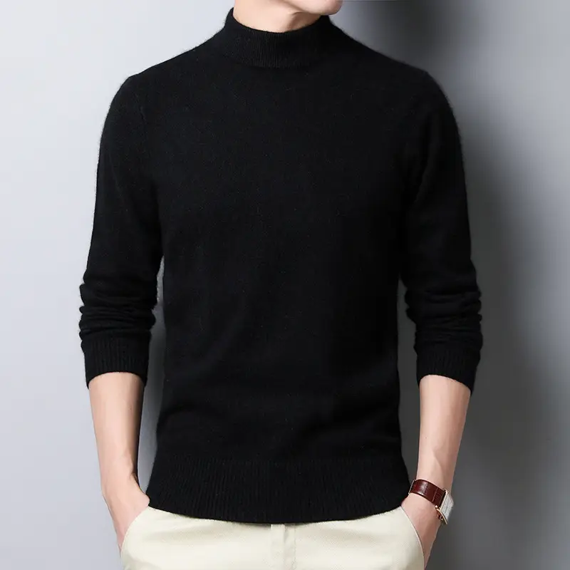Men Black Turtleneck Sweater 2024 Winter Thickened Knit - Image 3