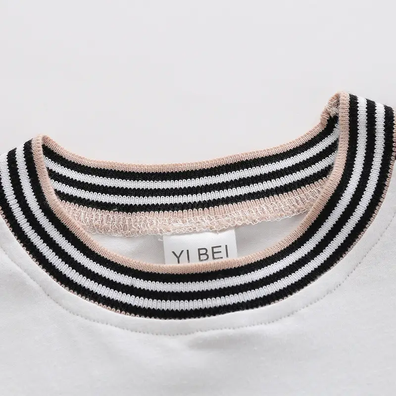Children Cotton T-Shirt White Red Blue Stripes - Image 5