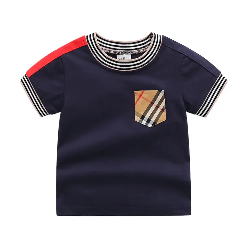 Children Cotton T-Shirt White Red Blue Stripes - Image 2