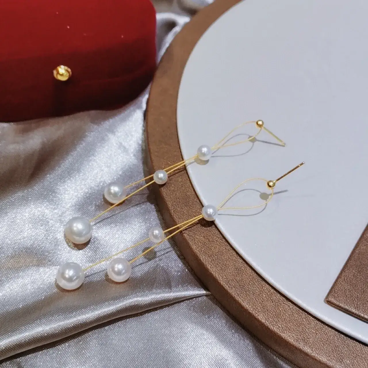 Gypsophila Pearl Earrings 14K Gold Pearl Drop Set