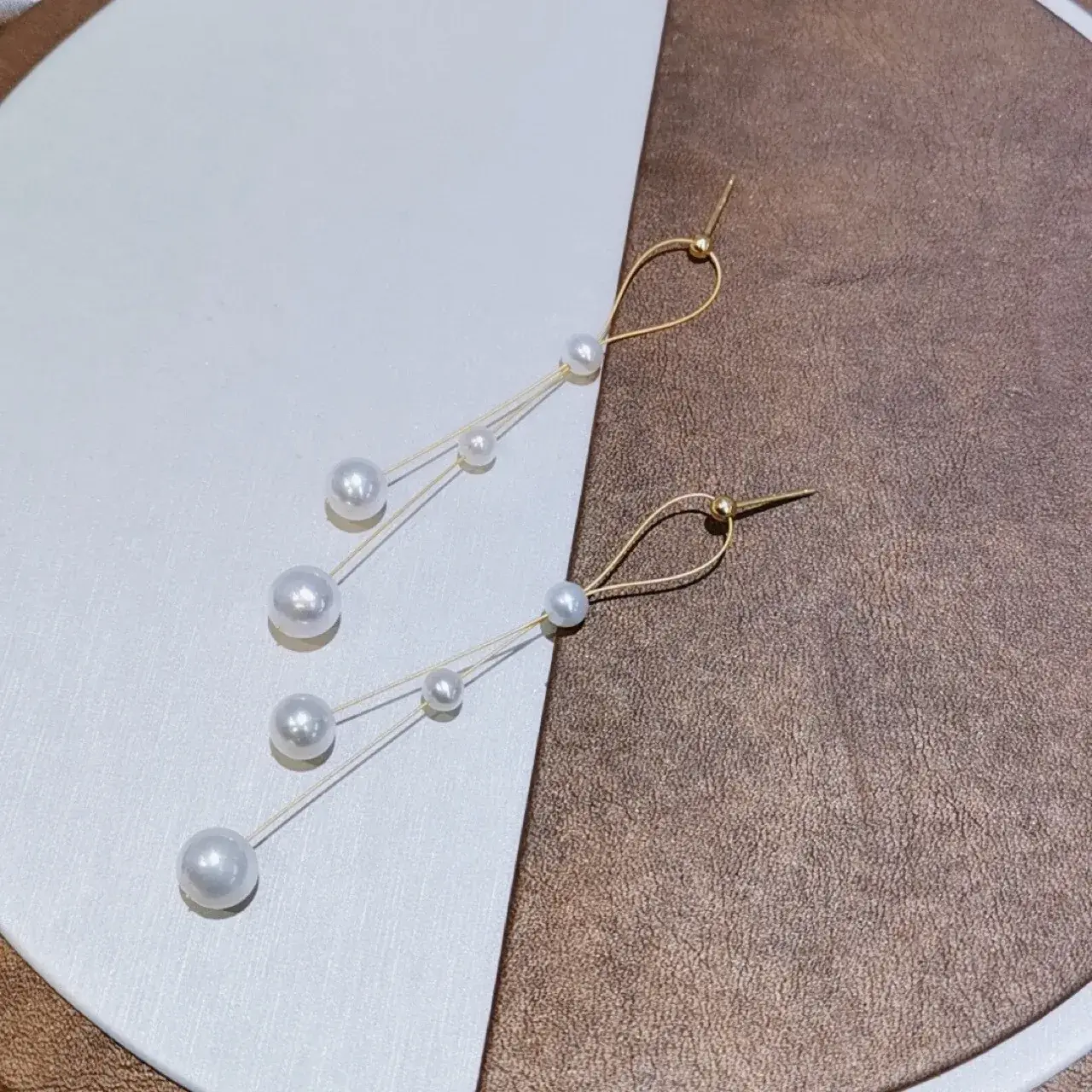 Gypsophila Pearl Earrings 14K Gold Pearl Drop Set